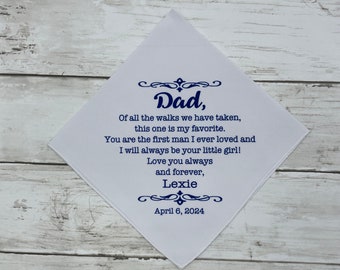 Personalized wedding handkerchief, Father of the bride handkerchief, parent wedding gift, gift for Dad on wedding day, male gift