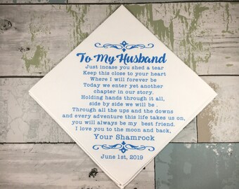 Future husband gift, Bride to groom wedding gift, Personalized groom gift, Wedding day gift, Personalised handkerchief, Male wedding gift