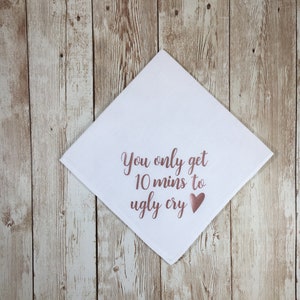 Bridesmaid thank you gift, wedding day gift for bridesmaid, maid of honor gift, no ugly crying handkerchief, bridal party gift, bride gift