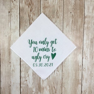 Bridesmaid thank you gift, wedding day gift for bridesmaid, maid of honor gift, no ugly crying handkerchief, bridal party gift, bride gift