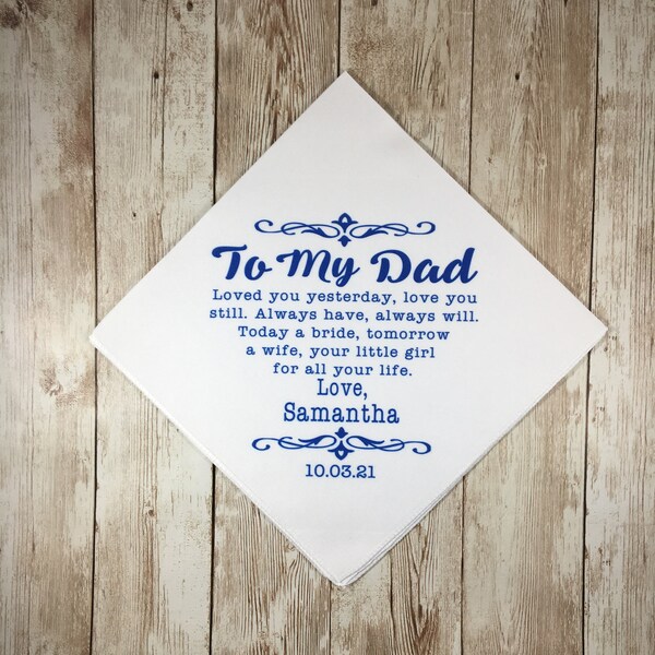 Wedding Handkerchief personalized, Handkerchief Father of the bride, Father of the groom present, parent wedding gift, father in law wedding