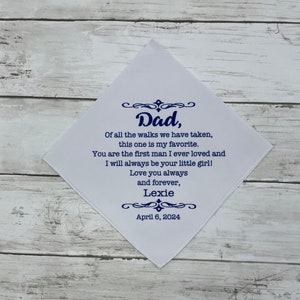 Personalized wedding handkerchief, Father of the bride handkerchief, parent wedding gift, gift for Dad on wedding day, male gift