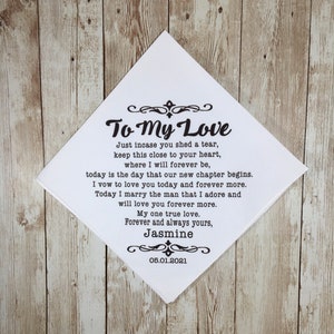 Custom bride to groom wedding gift, Personalized groom gift, Wedding day gift to groom, Wedding handkerchief, Future husband gift