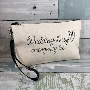 Wedding day emergency kit, bridal shower gift, Gift for bride on wedding day, Wedding survival kit, wedding makeup bag, Bridal survival kit