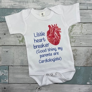 Medical professional baby gift, infant bodysuit, cardiologist gift, baby shower gift, future nurse baby grow, new parent gift, heart breaker image 6