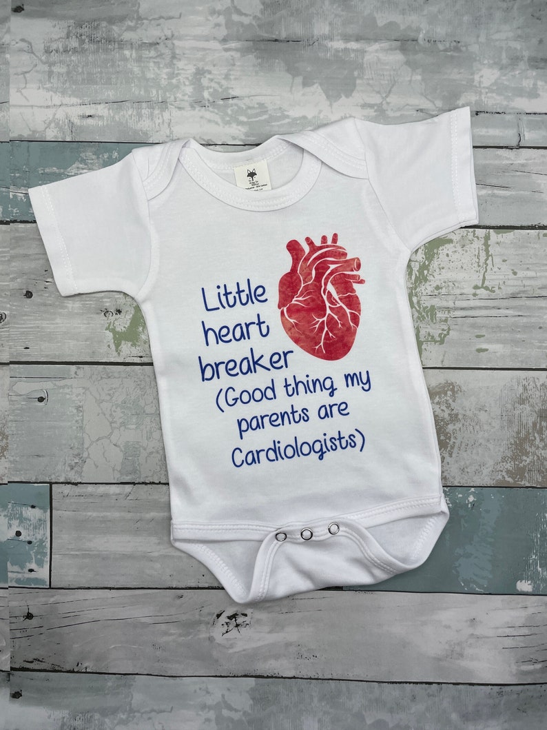 Medical professional baby gift, infant bodysuit, cardiologist gift, baby shower gift, future nurse baby grow, new parent gift, heart breaker image 6