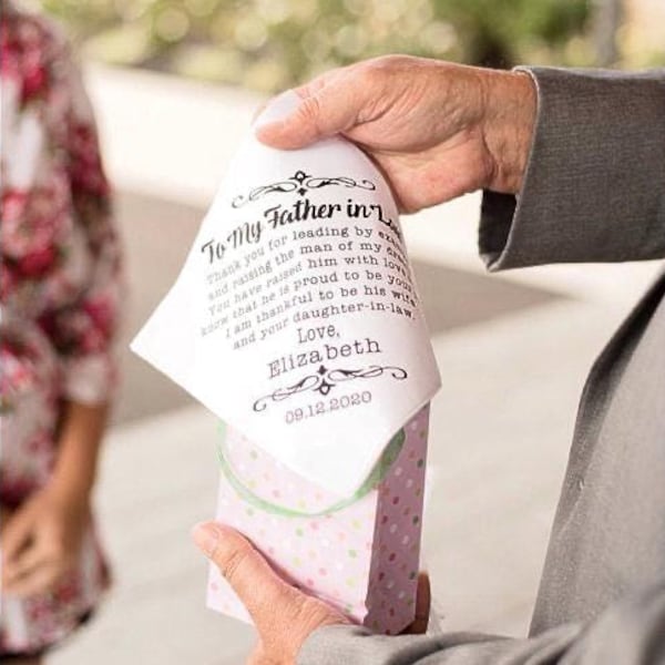 Personalized Wedding Handkerchief: Father of the Groom Gift, Father-in-law Keepsake