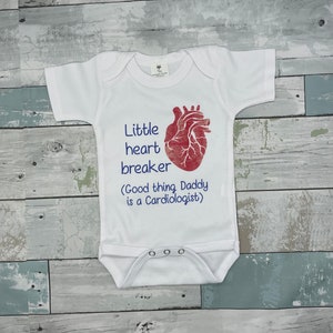 Medical professional baby gift, infant bodysuit, cardiologist gift, baby shower gift, future nurse baby grow, new parent gift, heart breaker image 5