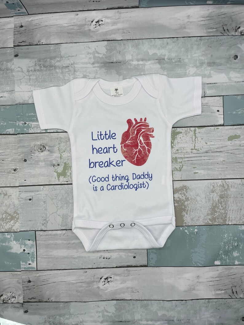 Medical professional baby gift, infant bodysuit, cardiologist gift, baby shower gift, future nurse baby grow, new parent gift, heart breaker image 5
