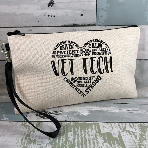 Vet Tech Gift: Linen Zip Bag with Wrist Strap