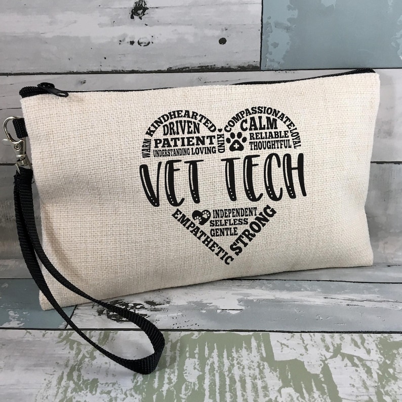 Vet Tech Gift: Linen Zip Bag with Wrist Strap image 1