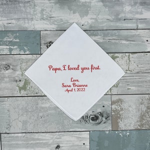 Father of the bride wedding gift, personalized wedding handkerchief for dad, gift for dad from bride on wedding day