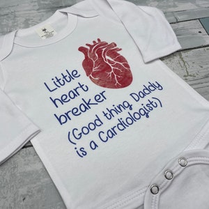 Medical professional baby gift, infant bodysuit, cardiologist gift, baby shower gift, future nurse baby grow, new parent gift, heart breaker image 7