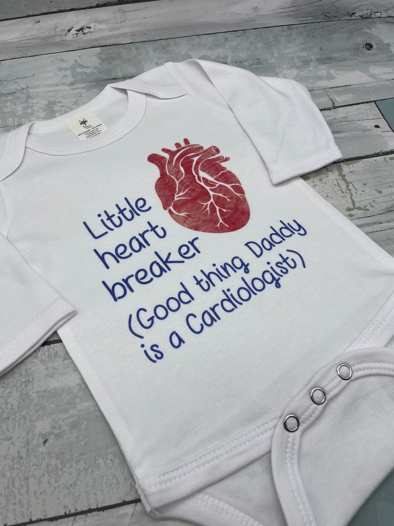 Medical professional baby gift, infant bodysuit, cardiologist gift, baby shower gift, future nurse baby grow, new parent gift, heart breaker image 7