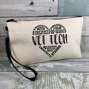 Vet Tech Gift: Linen Zip Bag with Wrist Strap image 3