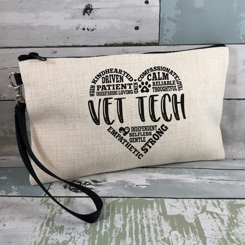 Vet Tech Gift: Linen Zip Bag with Wrist Strap image 3