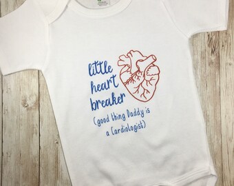 Medical professional baby gift, infant bodysuit, cardiologist gift, baby shower gift, future nurse baby grow, new parent gift, heart breaker