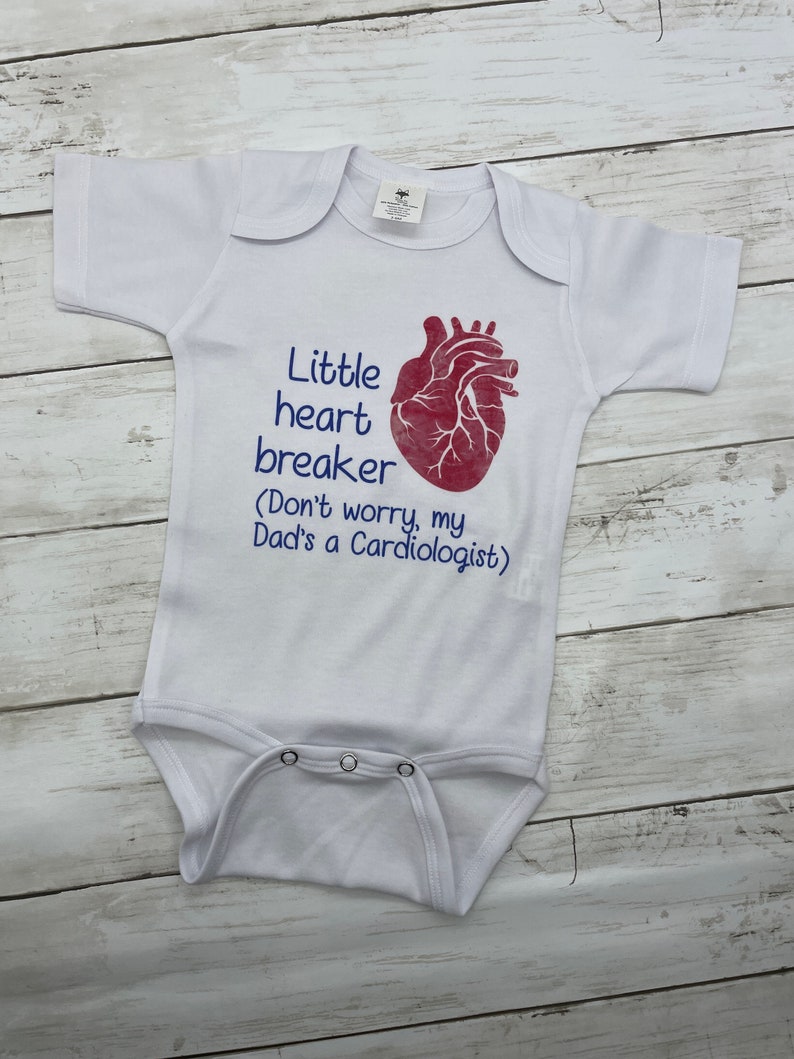 Medical professional baby gift, infant bodysuit, cardiologist gift, baby shower gift, future nurse baby grow, new parent gift, heart breaker image 10