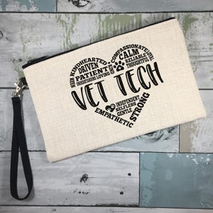 Vet Tech Gift: Linen Zip Bag with Wrist Strap image 4