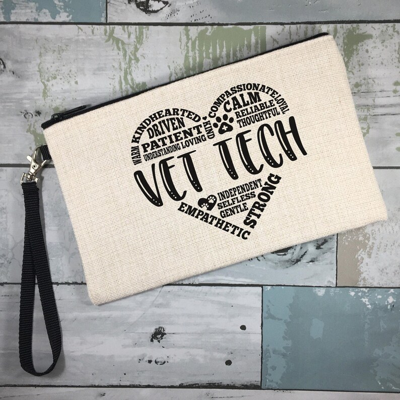 Vet Tech Gift: Linen Zip Bag with Wrist Strap image 4