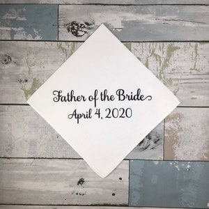 Father of the bride wedding gift, personalized wedding handkerchief for dad, gift for dad from bride on wedding day