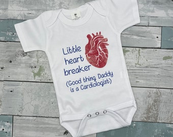 Medical professional baby gift, infant bodysuit, cardiologist gift, baby shower gift, future nurse baby grow, new parent gift, heart breaker