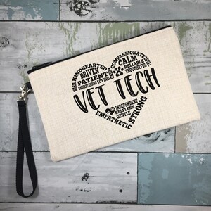 Vet Tech Gift: Linen Zip Bag with Wrist Strap image 2