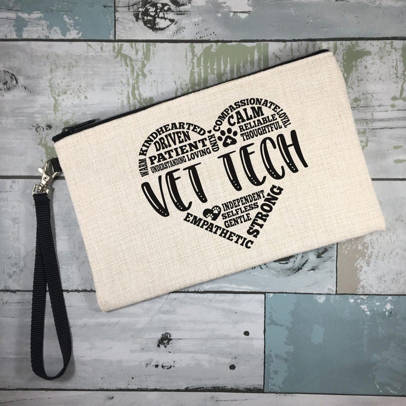 Vet Tech Gift: Linen Zip Bag with Wrist Strap image 2