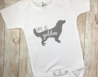 Life is golden Bodysuit, Golden Retriever Baby Gift