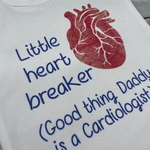 Medical professional baby gift, infant bodysuit, cardiologist gift, baby shower gift, future nurse baby grow, new parent gift, heart breaker image 4