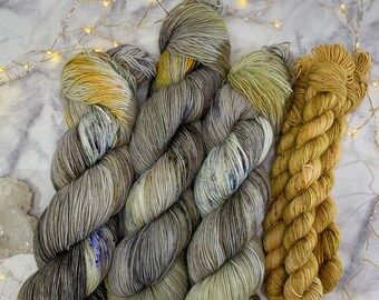 Art Gallery, Hand Dyed Yarn Sock Set, by Felicity Yarn Studio Sock Yarn With Matching Coordinating Mini Skein, Ready to Ship