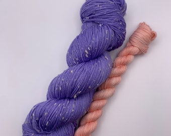 Hydrangea Sock Set, Tweed Base, Ready to Ship Sock Set, by Felicity Yarn Studio, Spring theme sock set, sock yarn for knitters