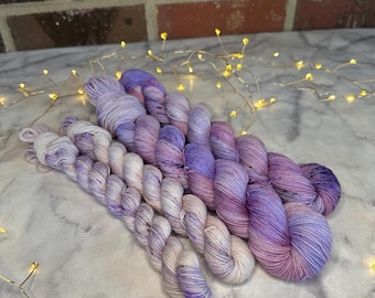 Purple Meets Pink Sock Yarn, Hand Dyed Yarn Sock Set, Felicity Yarn Studio, Gift for Knitter, Half Skein 50 grams, Crochet