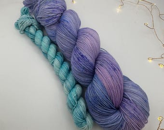 Sweet Nothings, Hand Dyed Sock Set, by Felicity Yarn Studio, Ready to Ship, Gift for Knitter, Crochet, Purple Blue Speckled Yarn, Blurple