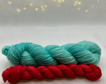 Snow Globe Sock Set, Ready to Ship, Felicity Yarn Studio, Holiday Christmas Yarn, Tweed Sock Set Gift for Knitters, Crochet gift, Hand Dyed