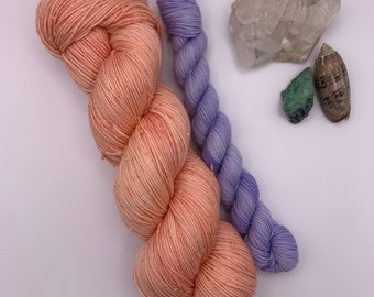 Pink Sky Sock Set, Tweed Base, Ready to Ship Sock Set, by Felicity Yarn Studio, Spring theme sock set, sock yarn for knitters