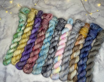 Eras Tour Mini Skein Yarn Set, MCN or Sock Yarn Hand Dyed by Felicity Yarn Studio, Half Advent Set, Gift for Knitter, Yarn Lover