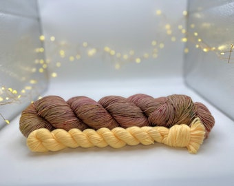 Candied Apple, Hand Dyed Yarn Sock Set, by Felicity Yarn Studio, Sock Yarn with Mini Skein, Ready to Ship, Fall Yarn, Gift for Knitter