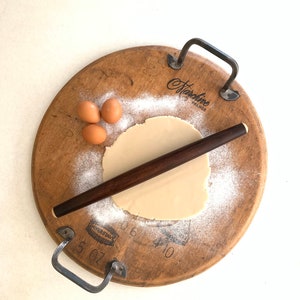 French Rolling Pin, 18 inch solid Canadian Maple, Flame Blackened, tapered rolling pin.