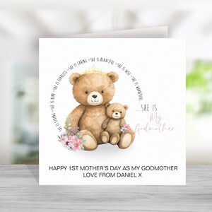 Tarjeta del primer día de las madres de la madrina - Feliz primer día de las madres como mi madrina - Tarjetas personalizadas del día de las madres para la nueva madrina del bebé