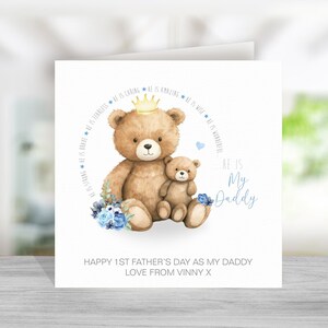Prima Festa del papà come mio papà, papà orsetto da un massimo di 5 figli, biglietto per la prima Festa del papà, biglietto personalizzato