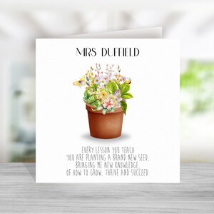 Carte de remerciement personnalisée pour professeur - carte de professeur de fin d'année - les professeurs plantent les graines du savoir - carte TA - carte de professeur de la classe