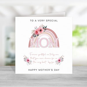 Mama Muttertagskarte mit Vers / Gedicht - Happy Mother's Day Mom - Pink Regenbogen Design - Muttertagskarte für Mama