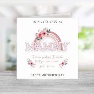 Carte pour la fête des mères avec vers/poème - Joyeuse fête des mères maman - motif arc-en-ciel rose - carte de fête des mères pour maman