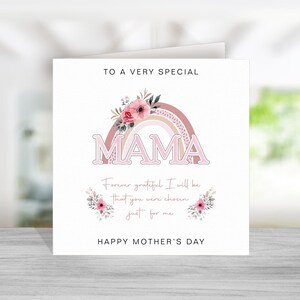 Maman carte de fête des mères avec vers/poème - Joyeuse fête des mères maman - motif arc-en-ciel rose - carte de fête des mères pour maman