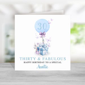 Carte 30e anniversaire tante - bleu violet carte 30e anniversaire pour tante - carte d'anniversaire tante - cadeau d'anniversaire tante - trente et un fabuleux