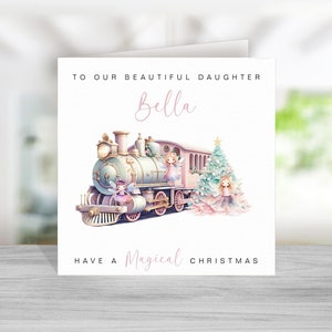 Carte de Noël personnalisée pour fille - carte de Noël fée rose pour fille - carte de Noël fille - carte de Noël spéciale fille