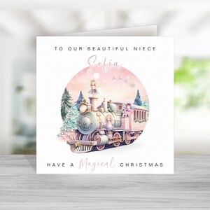 Carte de Noël personnalisée nièce - carte de Noël fée rose pour nièce - carte de Noël filles - carte de Noël spéciale nièce