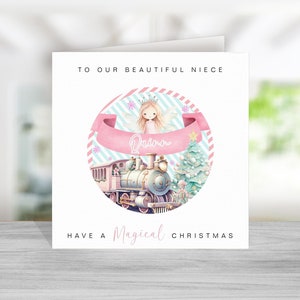 Carte de Noël personnalisée nièce - carte de Noël fée rose pour nièce - carte de Noël filles - carte de Noël spéciale nièce