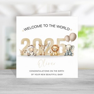 Cartão personalizado para bebê recém-nascido 2025 - Cartão de boas-vindas ao mundo - Cartão para recém-nascido - Presente para bebê recém-nascido - Cartão de boas-vindas ao bebê - Para recém-nascido